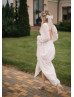 Long Sleeves Ivory Lace Chiffon Slit Wedding Dress Long Sleeves Ivory Lace Chiffon Slit Wedding Dress